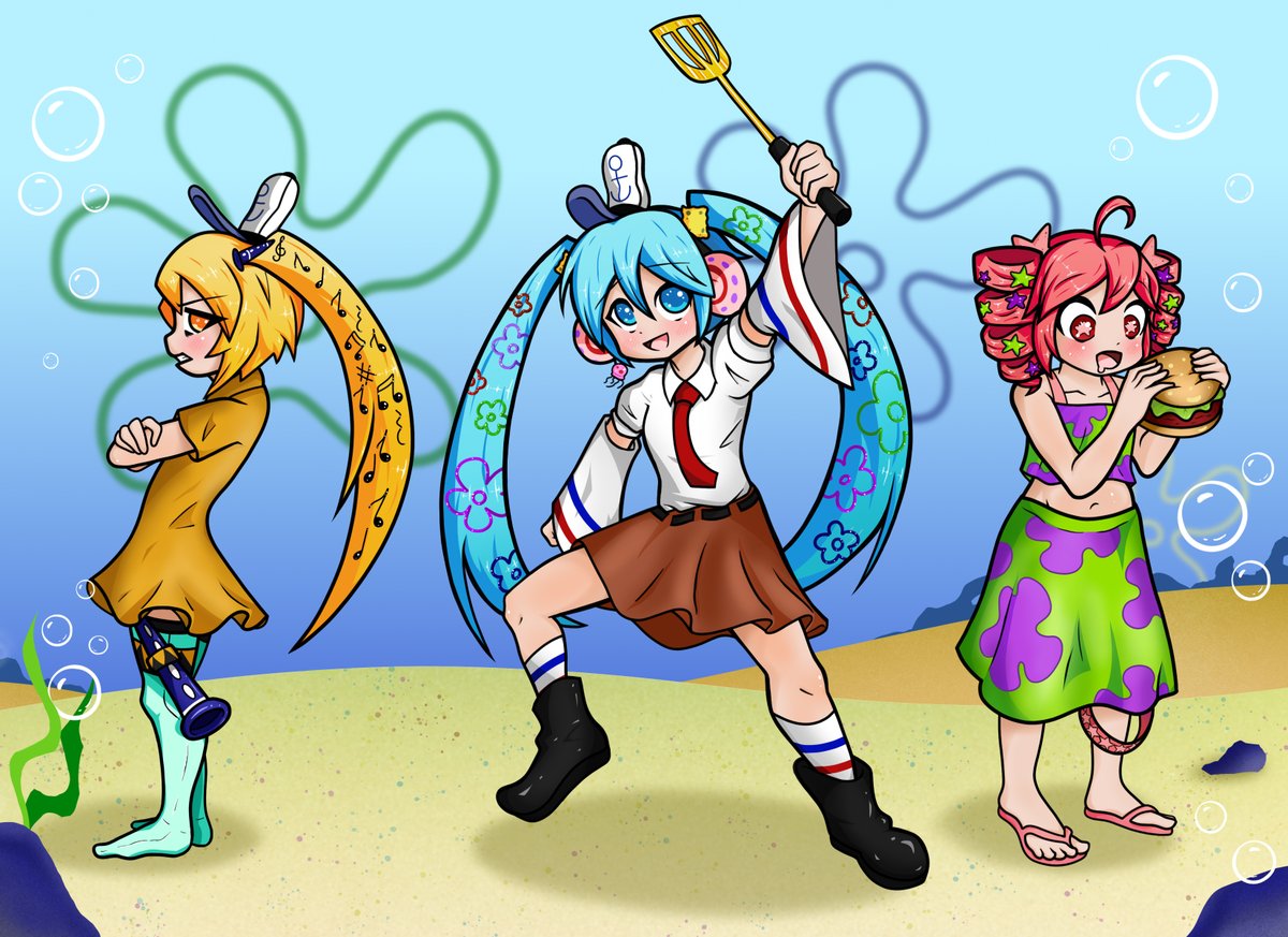 Its_a_Starman's tweet photo. Mikubob! (changed a few design elements) #hatsunemiku #kasaneteto #akitaneru #triplebaka #spongebob https://t.co/syLfvO7goh