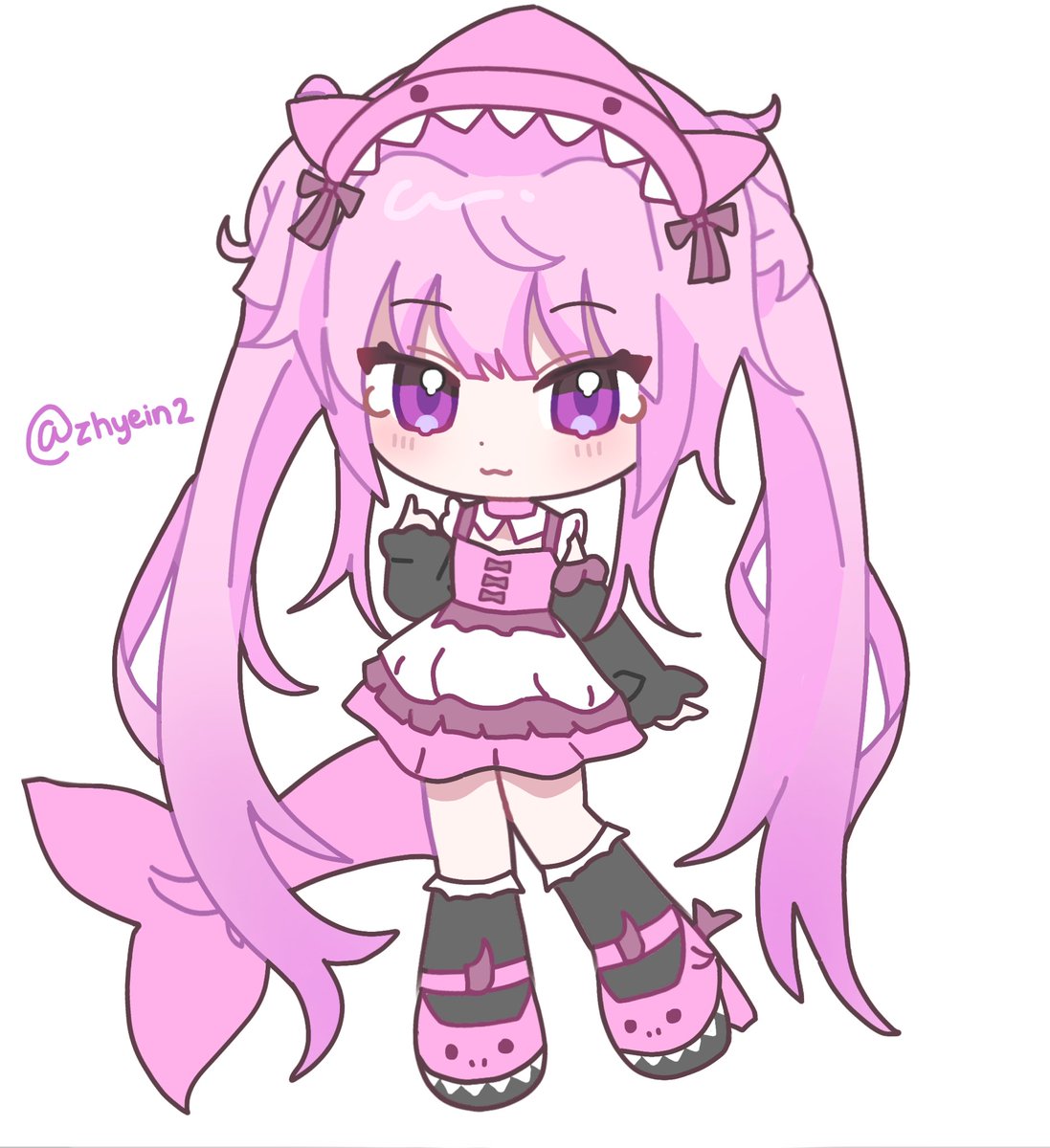 zhyein2's tweet photo. pink shark 💖 (I might rework her outfit, it is a bit plain TT)
#artcommunity #arttwt #chibiart 
(i follow back!) https://t.co/MhKwpK3AtV