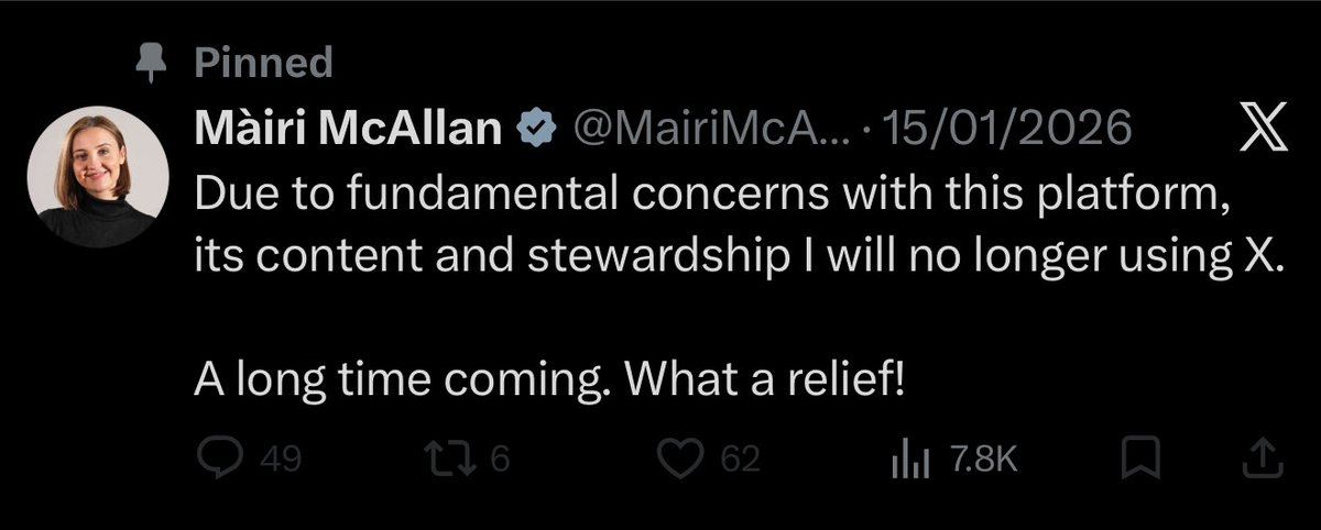 Due to fundamental concerns with being pilloried on my main account, I will now be switching to my anonymous sock account.

Obviously, I have not actually left X.