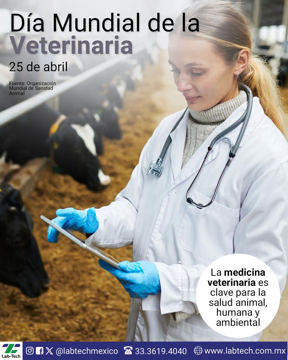 LabTechMexico's tweet photo. 🐾 En el Día Mundial de la Veterinaria, reconocemos la importancia del diagnóstico y análisis de laboratorio en la salud animal.

🔬 Ciencia que protege el bienestar animal.

#Veterinaria #SaludAnimal #Ciencia https://t.co/YF0j5S6Efh