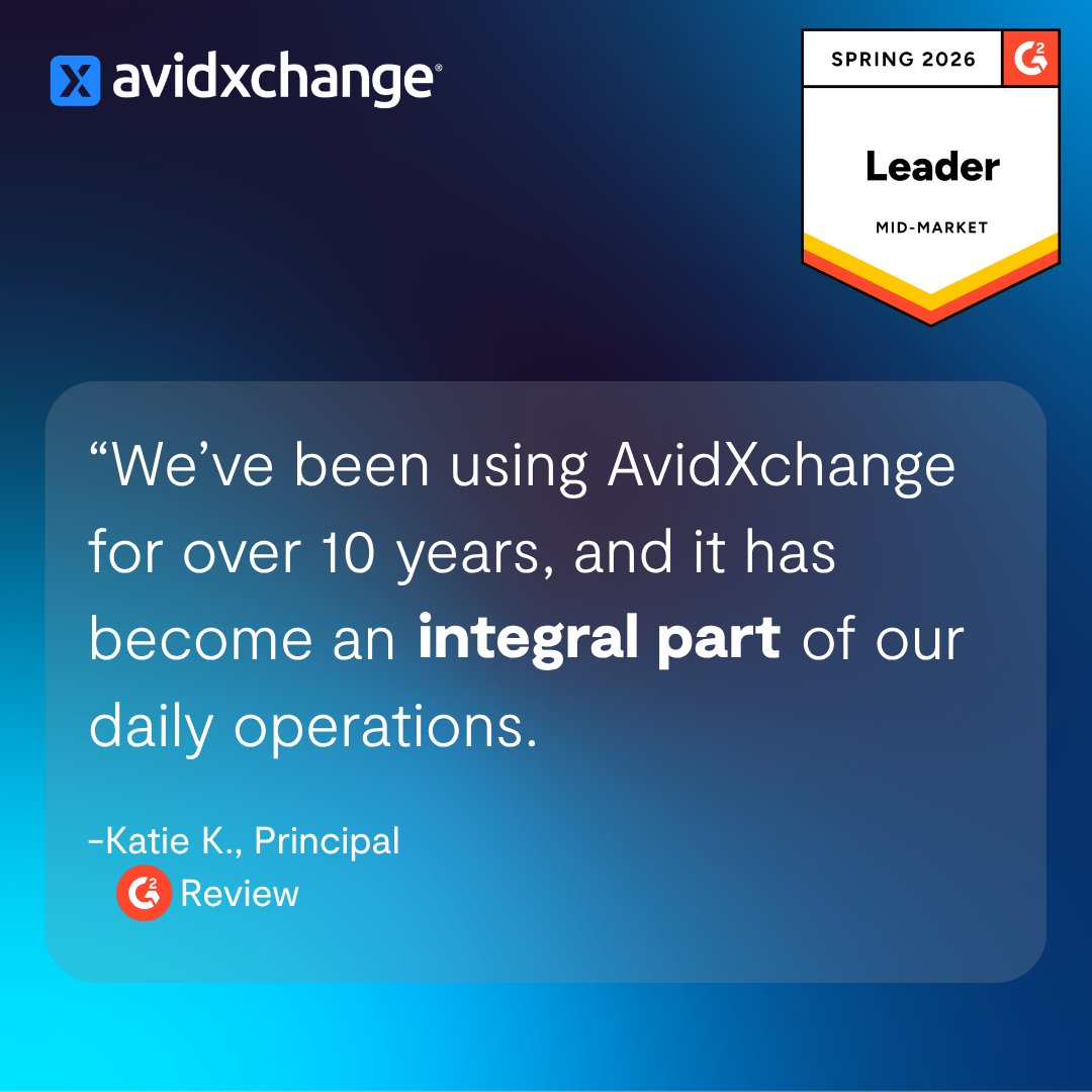 AvidXchange's tweet photo. What do AvidXchange customers think of us?
 
These G2 Spring 2026 badges speak for themselves. 🌸🏆 https://t.co/pjLSEzijsD