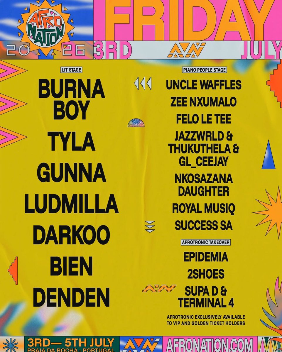 sharpboyjn10830's tweet image. 🚨 PORTUGAL, GET READY🫵

Burna Boy, Asake &amp;amp; Wizkid are set to headline Afro Nation Portugal this July.🏟️🤩

Three of Afrobeats’ biggest global exports. 
One stage. One weekend. 🔥
#AfroNation #BurnaBoy #Asake #Wizkid