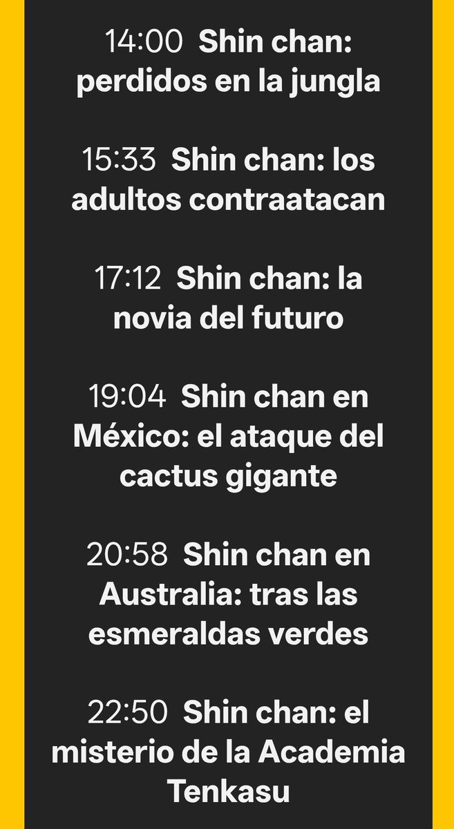 Os recuerdo que mañana como celebración de que Comedy Central va a volver a emitir a partir del 27 de abril la serie de Shin Chan de lunes a viernes, mañana habrá un especial a partir de las 14:00 de algunas de sus mejores películas ✨👀