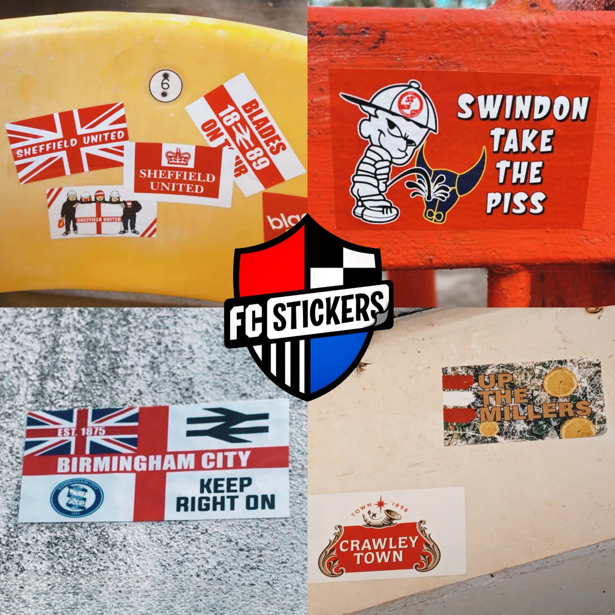 FCstickersUK's tweet photo. Our stickers out & about recently!
Order yours now and mark your territory ๐ฅ
#blades #stfc #kro #ctfc #swfc #wawaw #spireites #ltfc #pufc #hatters #hufc #poolies https://t.co/zgXs41KD4b