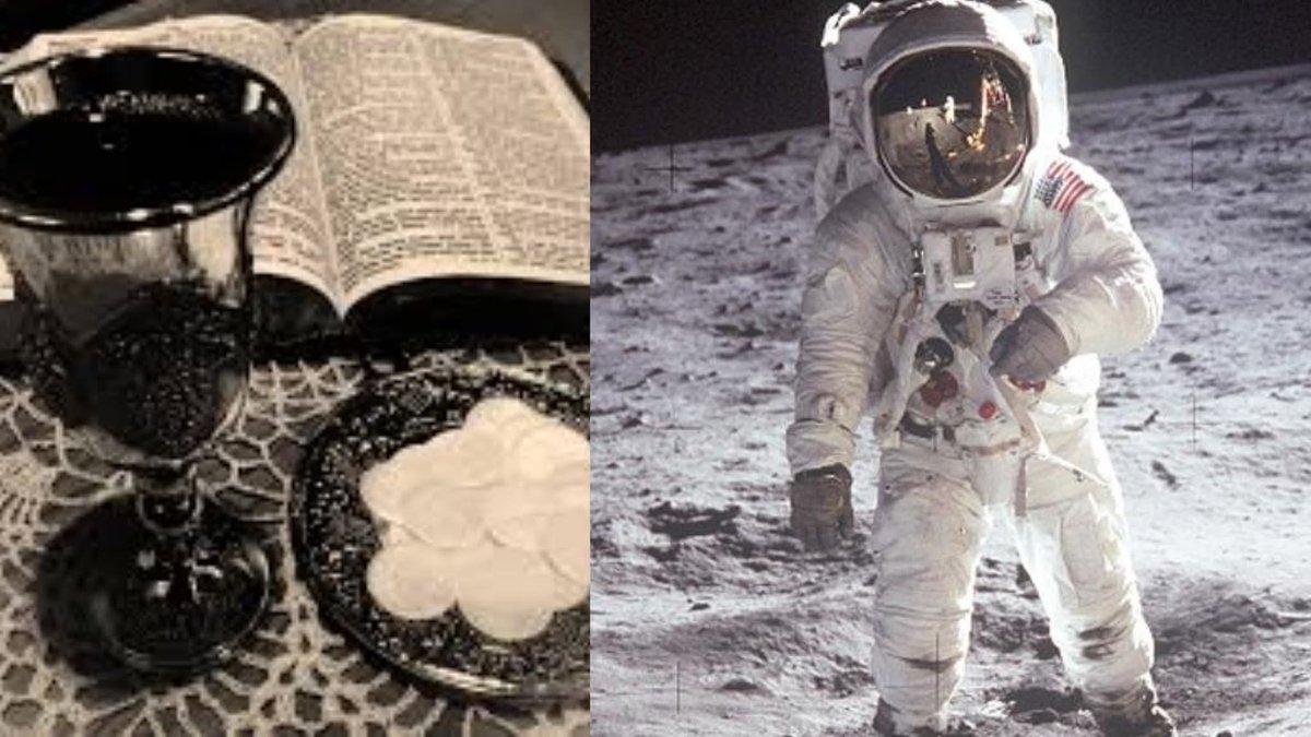 histories_arch's tweet photo. Did you know the first food ever eaten on the moon was a communion wafer? And the first liquid ever poured on the moon was wine from a tiny chalice given to Buzz Aldrin by his church in Houston.... 

On July 20, 1969, after the Eagle lunar module touched down on the Sea of Tranquility and before Neil Armstrong and Buzz Aldrin took their first steps on the lunar surface, Aldrin asked Houston for a few moments of silence. He radioed: "I would like to invite each person listening in, wherever and whomever he may be, to contemplate for a moment the events of the past few hours and to give thanks in his own individual way." Then he switched off the broadcast.

Aldrin, an elder at Webster Presbyterian Church in Houston, reached into his personal allowance pouch and took out a small chalice his church had given him, a sealed packet of communion wine, and a piece of bread torn from a loaf blessed at his church two weeks before launch. He poured the wine into the chalice. In one-sixth gravity it curled slowly and gracefully up the side of the cup. He read John 15:5 silently from a handwritten card. He took communion. Armstrong, seated beside him, watched quietly but did not participate.

NASA had asked Aldrin not to broadcast the service. A few months earlier, atheist activist Madalyn Murray O'Hair had sued NASA after the Apollo 8 crew read from Genesis while orbiting the moon on Christmas Eve 1968, and the agency was wary of another legal battle. Aldrin complied and observed the sacrament privately. He later reflected that he was not sure he would make the same choice again, noting that the crew had come to the moon in the name of all mankind, not only Christians. But at the time, he wrote, he could think of no better way to acknowledge the enormity of what had just happened than by giving thanks to God.

The chalice is still at Webster Presbyterian Church in Texas. The handwritten card with the scripture verse was auctioned in 2007. The bread and wine that were the first food and drink consumed on another world came from a church outside Houston and were blessed on a Sunday morning two weeks before launch, when nobody yet knew for certain that the mission would succeed.

© Eats History

#archaeohistories