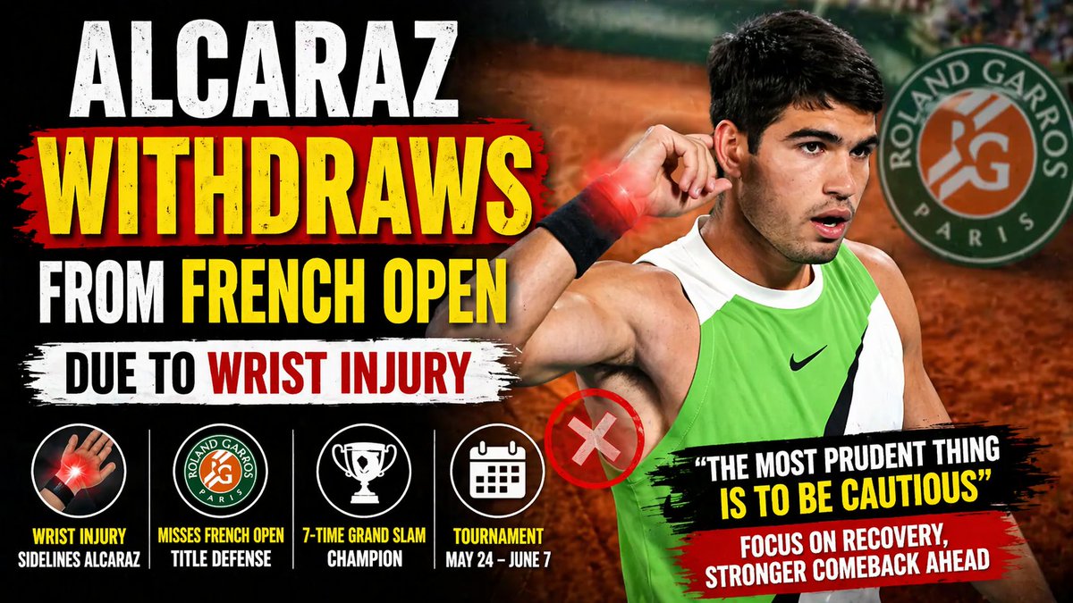 NRIPage's tweet image. Carlos Alcaraz withdraws from French Open due to wrist injury

Read more on... nripage.com/articles/sport…

 #Sports &amp;amp; Games #CarlosAlcaraz #FrenchOpen #NRIPage