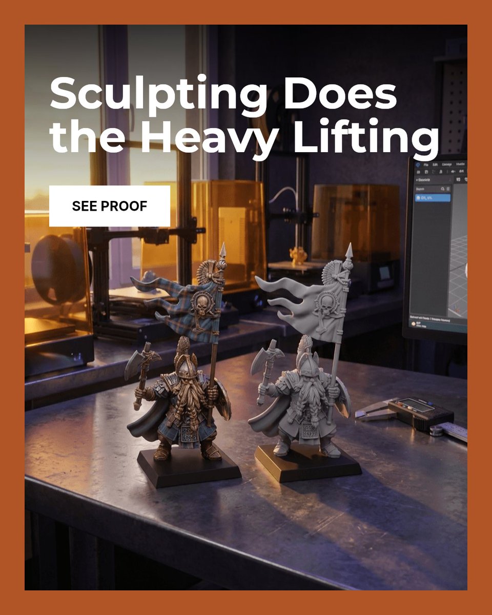Border3D's tweet photo. What makes a miniature stand out?

Raw sculpts show the sculptor's full skill — every fold, muscle, and texture. Painted minis mask that detail, but the reveal? That's where the sculpt carries the work. See the difference. https://t.co/1rrXNTWG3V