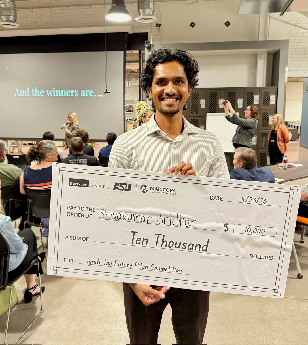 Shiv17Kumr's tweet photo. We won 🏆

Ignite the future - Blackstone Launch pad &amp; ASU, MCC

More fuel. Bigger mission @Physical_Agents

#physicalagents #robotics #arizona https://t.co/4smvpRCVRd