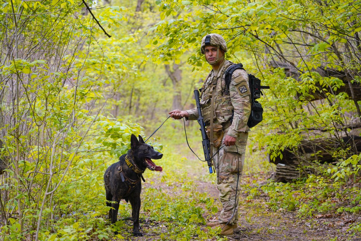 usacac's tweet image. Did you know that the winner of this year’s Top Dog Competition 2026 here on Fort Leavenworth is Spc. Hayden Stewart and his dog Mamut? This elite award honors the best K-9 team for skills in leadership, academics, and tactical tracking. #FunFactFriday #DriveChangeForgeVictory
