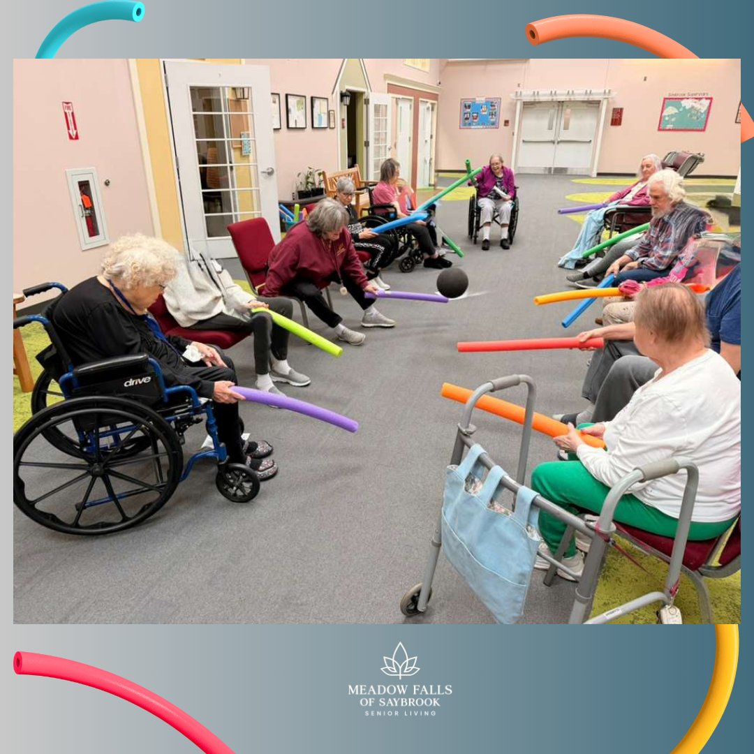 MeadowSaybrook's tweet image. Pool noodle hockey fun! 🏒💛 Lots of laughs and friendly competition. 😄

#SeniorLiving #ActiveAging #GameTime