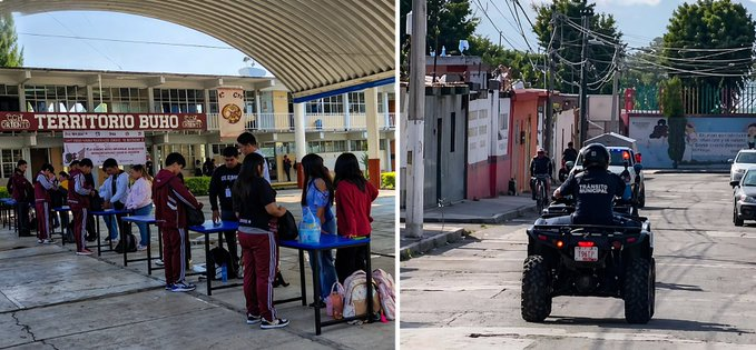 RaulGtzNR's tweet image. 🚨 Padres de familia y alumnos preocupados por las amenazas de tirot30 en el CBTis No. 16 en Atlixco, #Puebla.

Autoridades han implementado protocolos de inspección.