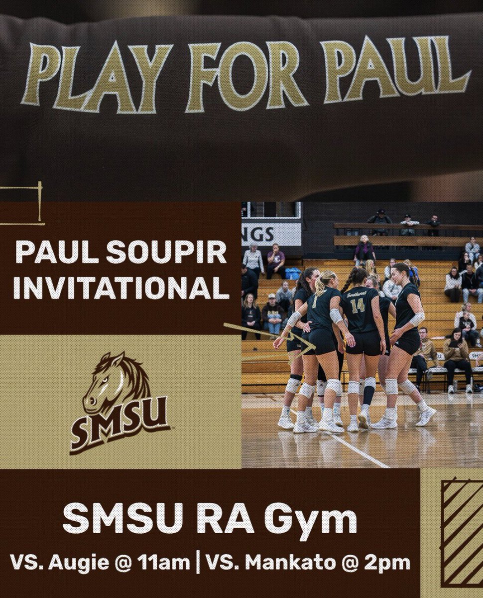 SMSUVolleyball's tweet photo. Paul Soupir Invitational tomorrow, April 25th! RA Facility

vs. Augustana 11:00am
vs. Mankato 2:00pm

Hope to see you there! #PlayForPaul https://t.co/KUSbfKT84O