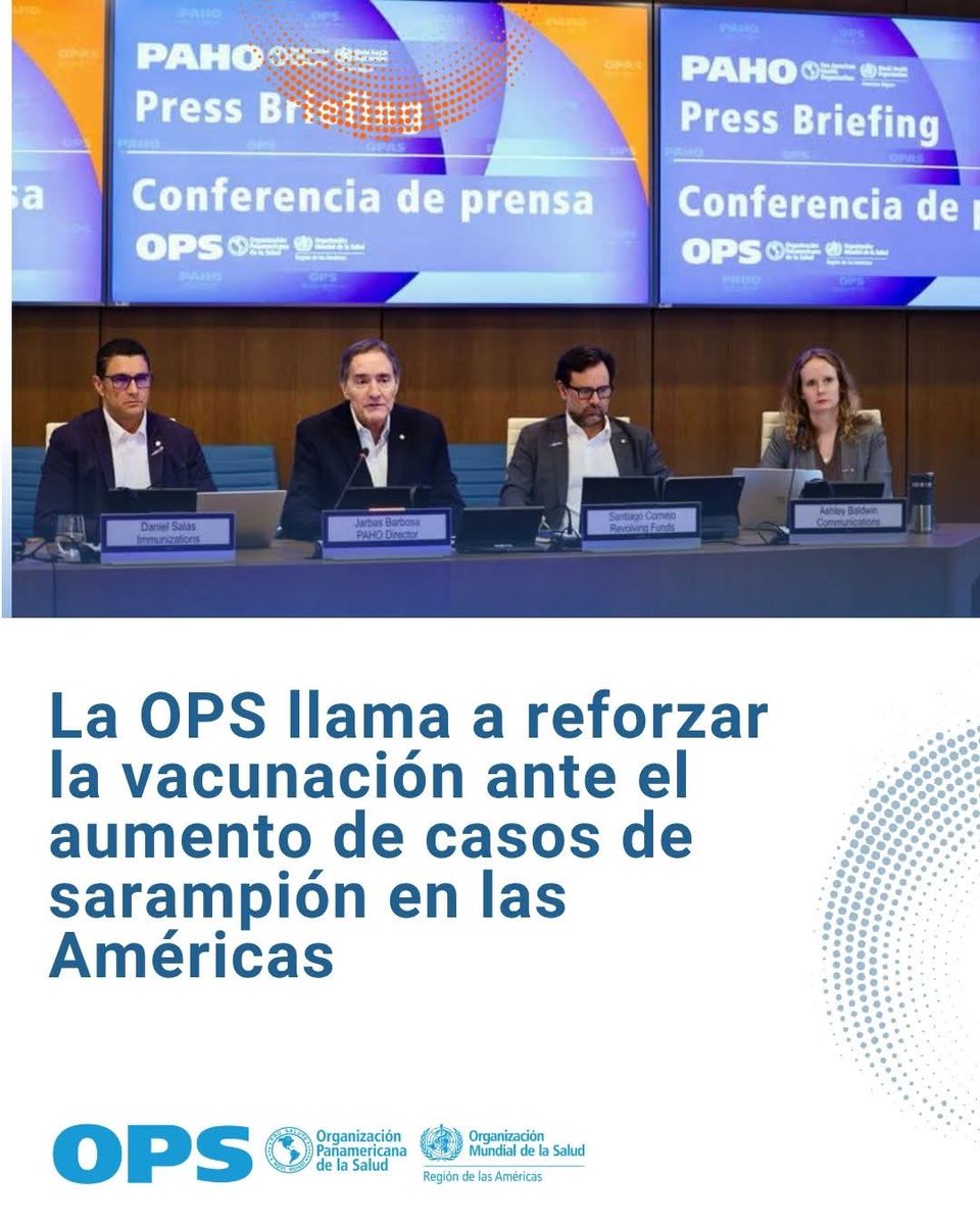 SaludGuantanamo's tweet image. 🚨⚕️La #OPS llama a reforzar vacunación ante aumento de casos de sarampión en #América.🌎La Organización Panamericana de la #Salud instó a intensificar las acciones de inmunización en Semana de Vacunación en las Américas, del 25 de abril al 2 de mayo.
➡️paho.org/es/noticias/23…