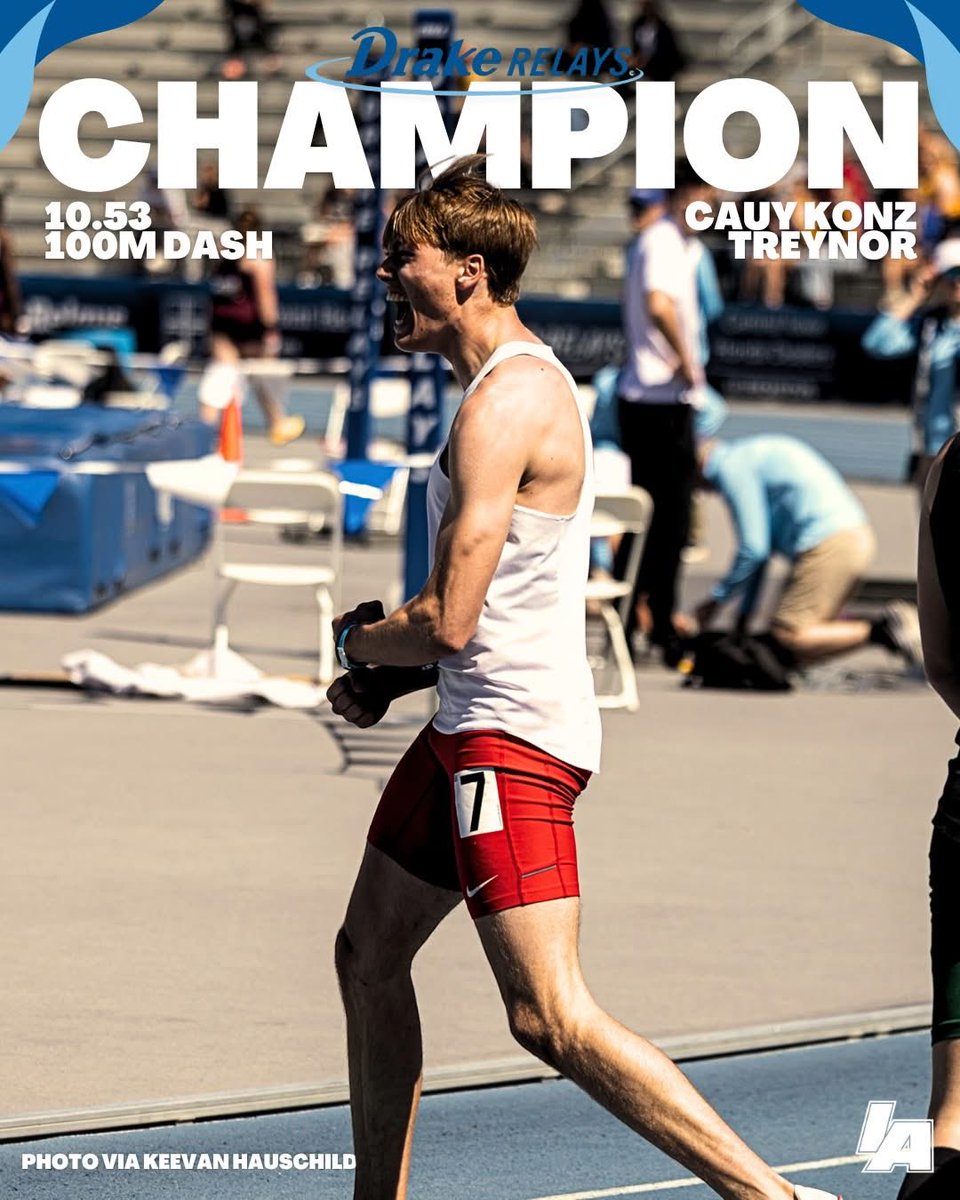 100M Dash
<a href="/Cauy_Konz/">Cauy</a> runs a personal best 10.53 (top 10 all time) to win the Drake Relays. <a href="/TreynorNation/">Treynor Nation</a>