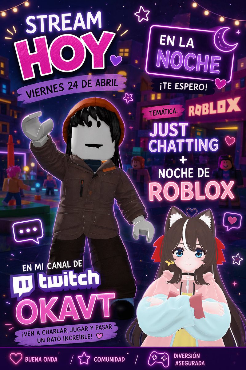 🤍⭐️ ya le saben hoy a la noche  😈 !~

Just chatting + Roblox con los Tukibaras

👀 NECESITO SABER: 
👉🏻Que juego de Roblox debería probar hoy?

En la morada 💜 y en la verdosa 💚

🫵🏻 Y no olvides:
🐎en septiembre steel ball run 👀 🐴 
TUKI

Gracias por la imagen 🫶🏻<a href="/Donas_Gordas/">🤍⭐DonasGordas⭐🤍</a>