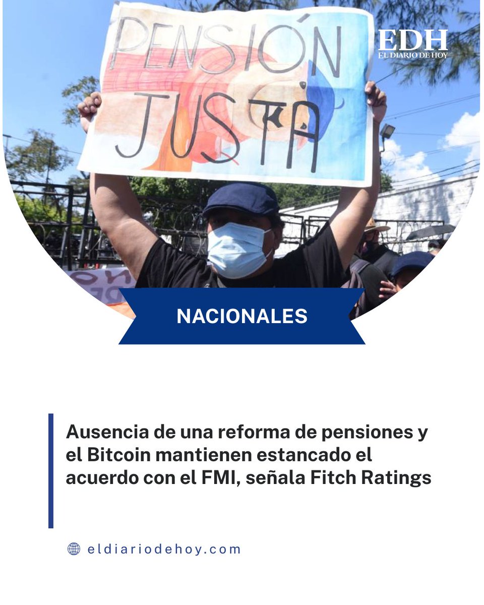 EDHNoticias's tweet image. #Nacionales | Una calificadora advierte que el Gobierno podría estar retrasando la reforma al sistema de pensiones, exigida por el FMI en el marco del acuerdo por $1,400 millones, ante la cercanía de las elecciones.

Lee más ➡️ eldiariodehoy.com/noticias/nacio…