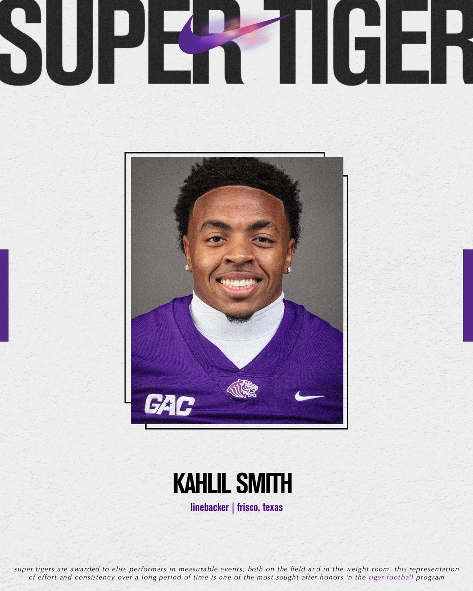 OuachitaFB's tweet photo. These guys 𝙙𝙤𝙢𝙞𝙣𝙖𝙩𝙚𝙙 the offseason 👀 (2/3)

“Super Tigers are awarded to elite performers in combine events, both on the field and in the weight room. This title is one of the most sought after honors in the Tiger Football program.” 

#FinishEmpty https://t.co/whmIgFmPXC
