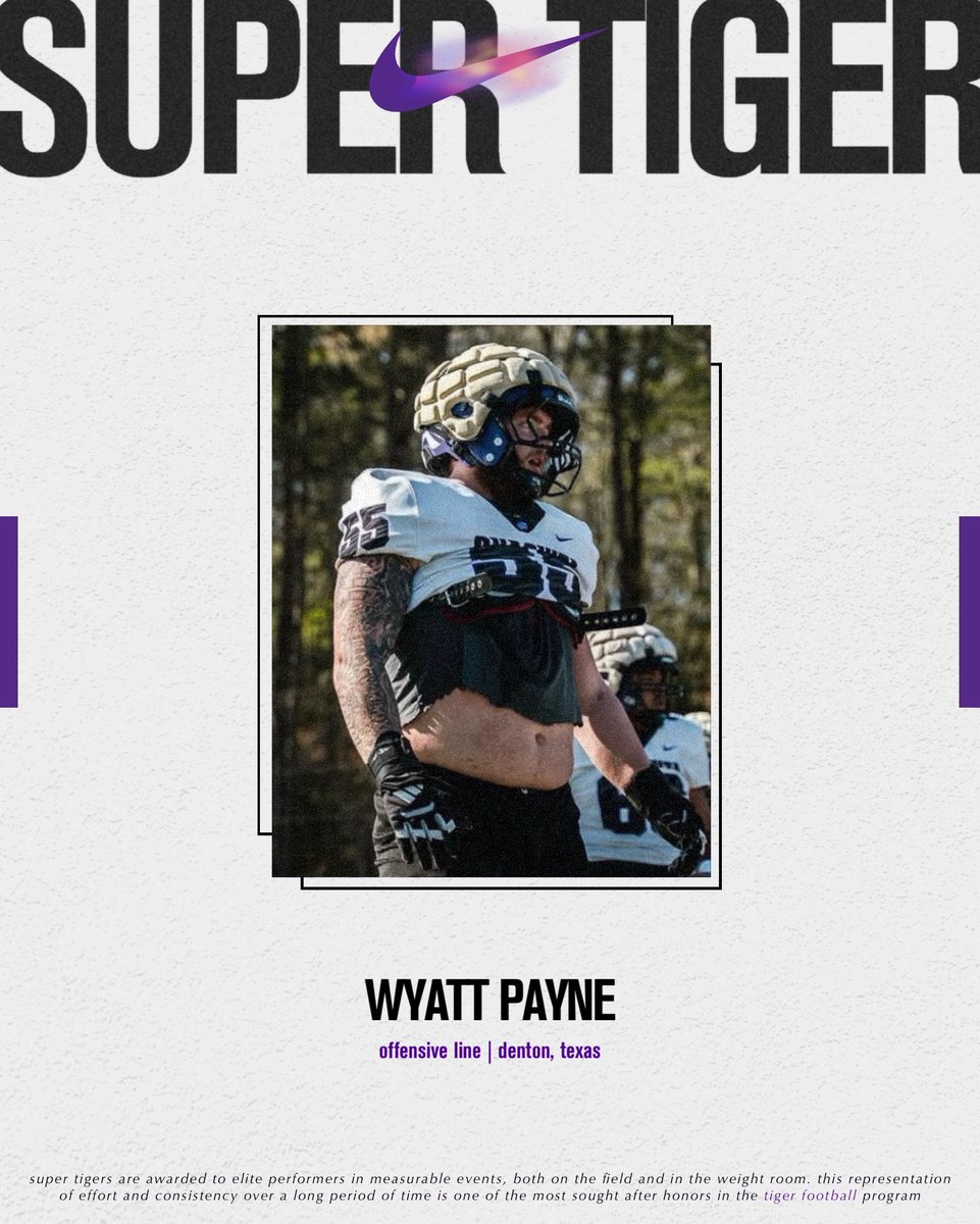 OuachitaFB's tweet photo. These guys 𝙙𝙤𝙢𝙞𝙣𝙖𝙩𝙚𝙙 the offseason 👀 (3/3)

“Super Tigers are awarded to elite performers in combine events, both on the field and in the weight room. This title is one of the most sought after honors in the Tiger Football program.” 

#FinishEmpty https://t.co/PAHQFRSLIA