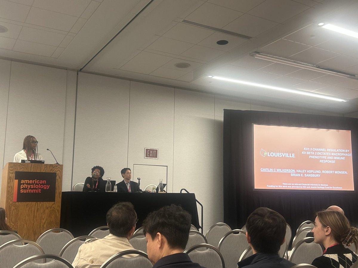 DrHelenECollin1's tweet photo. Watching Caitlin Wilkerson from our Center deliver great presentation in the ion channel session at the Summit #APS2026 #APSSummit https://t.co/y9s5qFjxt7