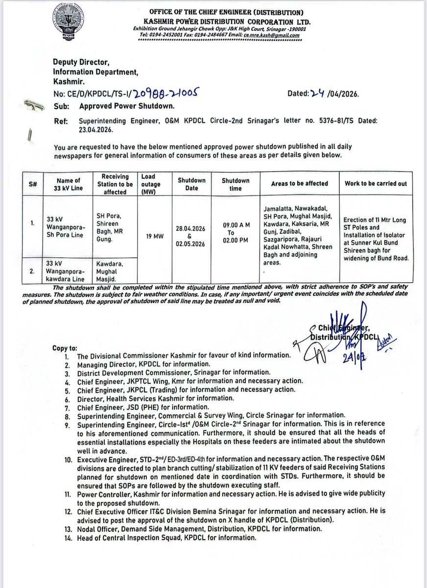 O&M Circle-I, KPDCL tweet media
