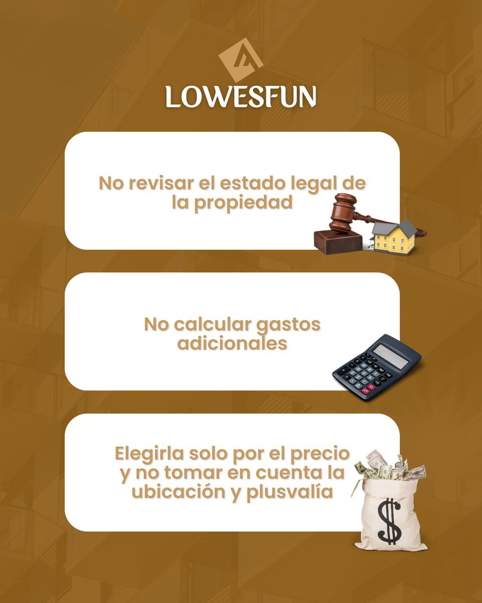 lowesfun's tweet photo. Errores más comunes al comprar una propiedad. https://t.co/e61ardvkZn