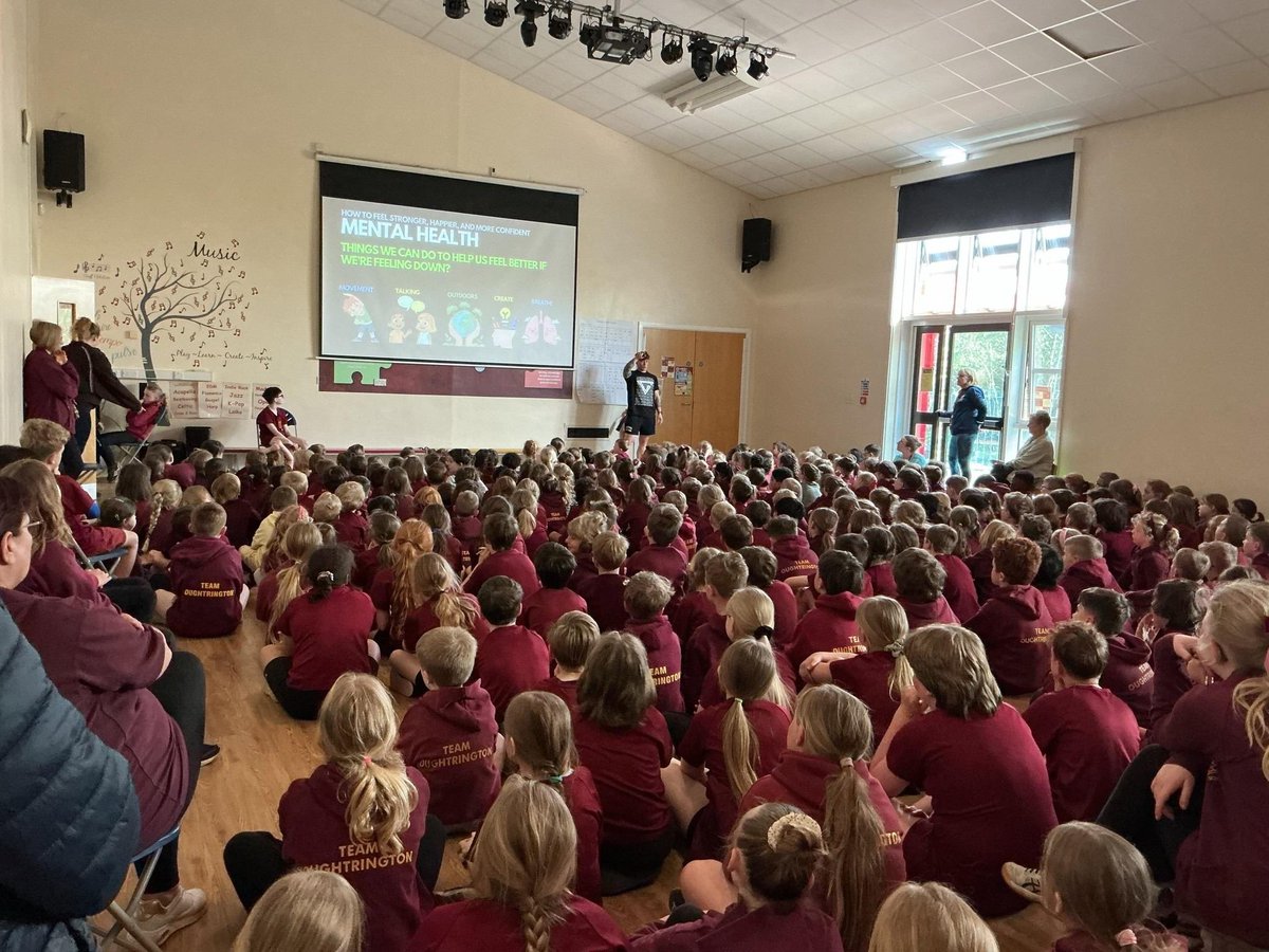 Oughtringtoncps's tweet image. As part of sports week we had a very inspiring assembly with Gladiators winner Amanda Wah. She also put us through our paces with a circuit training session! #sports #getactive