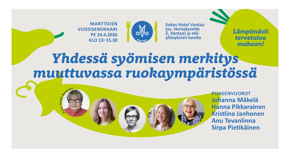 Kiitos tästä seminaarista! 
Me #martat tiedetään yhdessä syömisen merkitys. Oli kuitenkin hyvä saada vahvistusta ja haasteita omille ajatuksille. 
Ihanaa oli myös tavata vanhoja ja uusia tuttuja!
#kiitos <a href="/martatvinkkaa/">Martat vinkkaa</a>