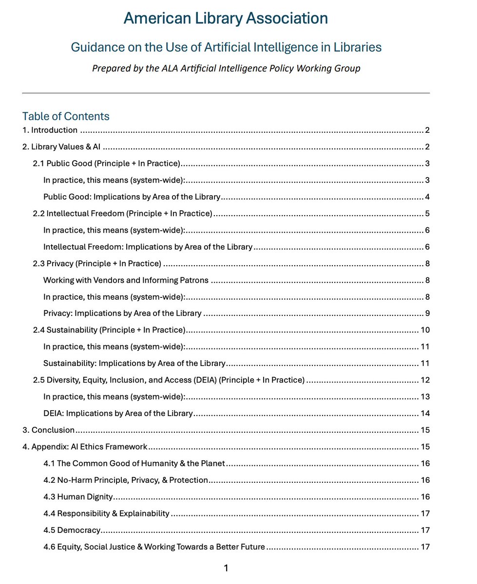 infodocket's tweet image. ALA Draft Guidance of the Use of Artificial Intelligence in #Libraries Comments Due May 8  (via @ALA_ACRL) 
Draft (19 pages; PDF): ala.org/sites/default/…
Blog Post (Where/How to Submit Comments) acrl.ala.org/acrlinsider/al…
