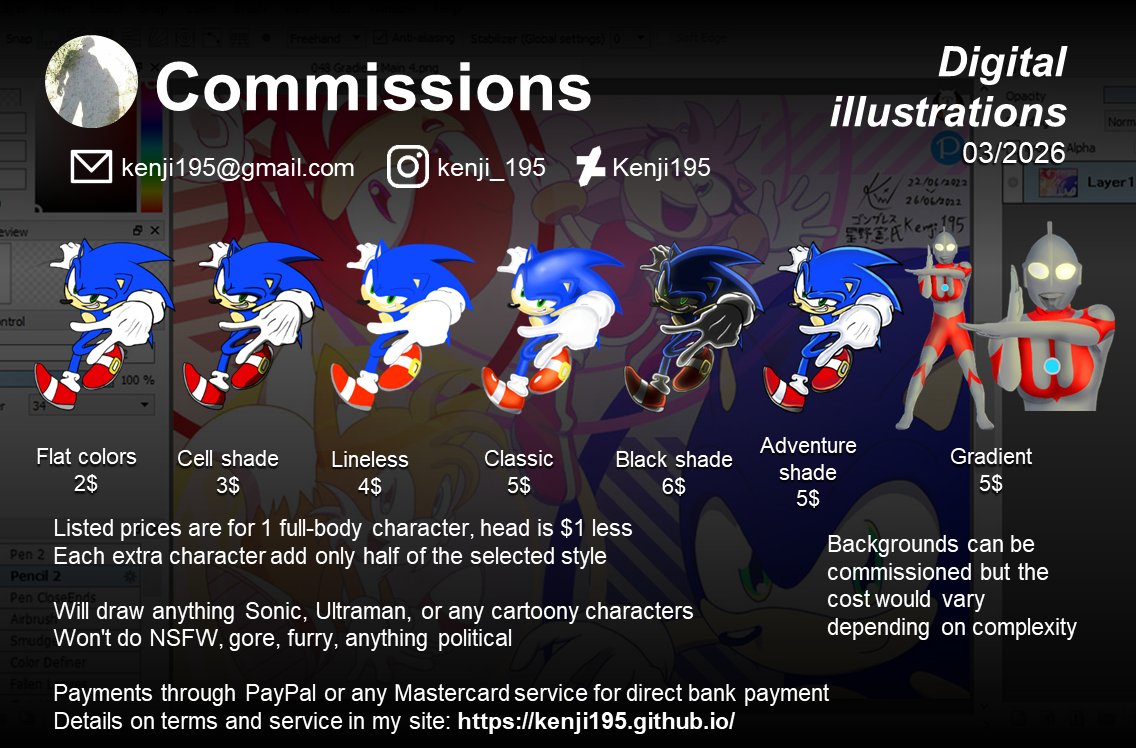 Opened #commissions, I need your help to save up for a trip with my family!
Link to terms in thread!