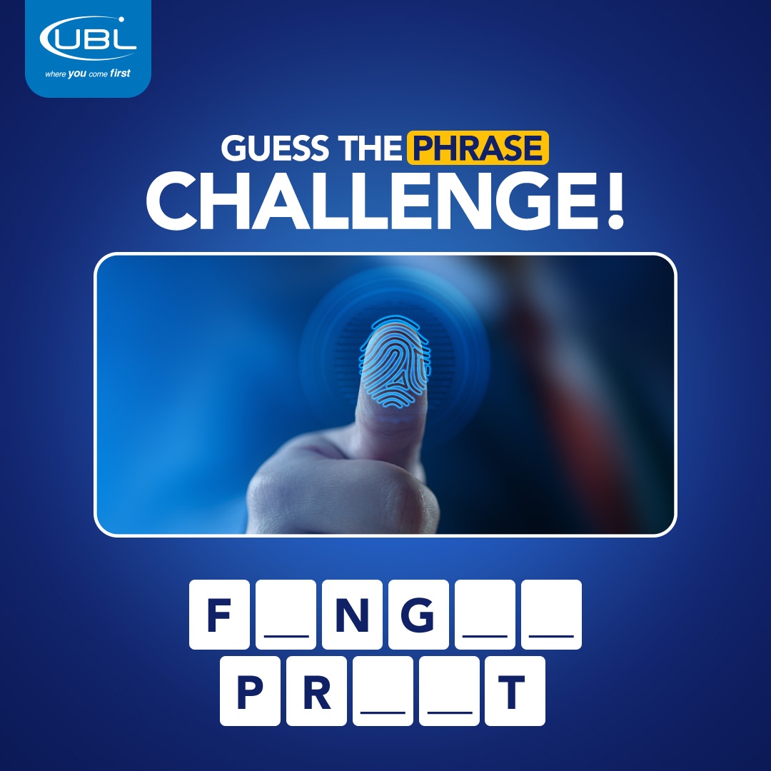 UBLDigital's tweet image. Challenge Accepted!

Think you’ve got the magic touch?

We’ve left a few blanks to fill in, and the clue is right at your fingertips. ☝️

Can you guess the phrase?

Drop your answer in below!

Complaints to: sunwai.sbp.org.pk

#UBL #GuessThePhrase #BrainTeaser #Fingerprint