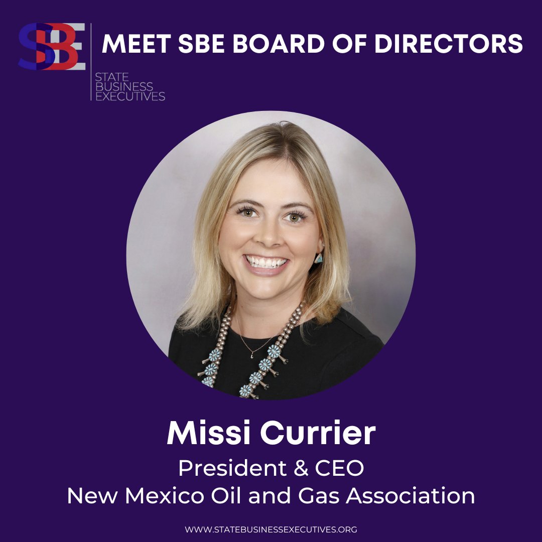 StateBizExecs's tweet image. SBE is proud to welcome Missi Currier to our Board of Directors! Missi serves as President &amp;amp; CEO of @NMOilAndGas and brings outstanding industry leadership to our organization. We look forward to the perspective and expertise she'll contribute to SBE's mission. #Leadership