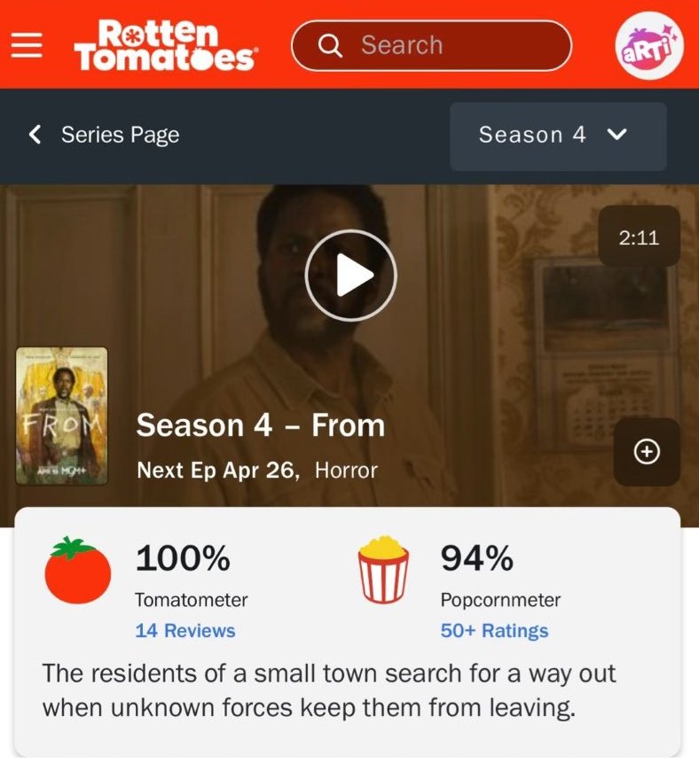 FROM Season 4 just dropped with a perfect 100% on Rotten Tomatoes 😭
#FROM #FromSeason4