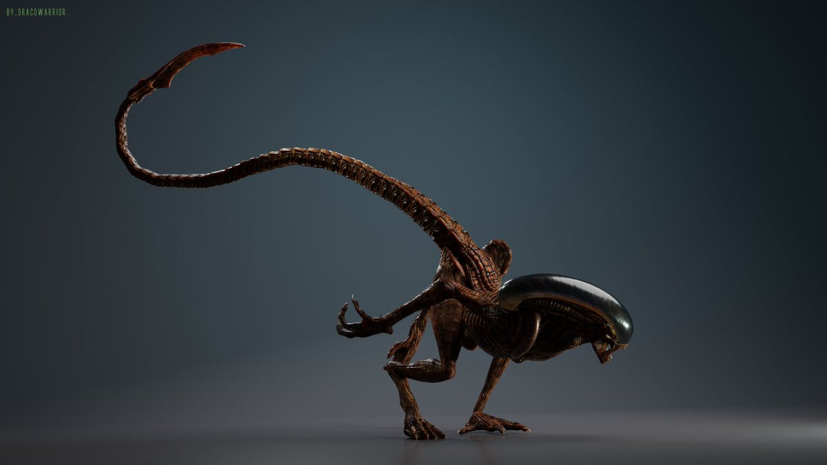 DracoW_24Z's tweet image. Alien 3 - Xenomorph Runner 3D model recreation (Blender) part 2  #alien #xenomorph #3dmodel