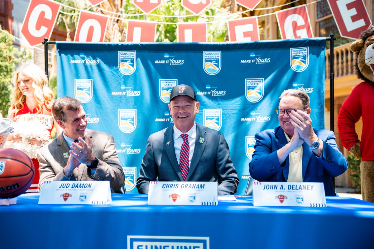 D2SSC's tweet photo. Welcome, Saints, to the Conference of National Champions! 

Flagler College will begin SSC competition in 2027-28, becoming the league's 12th member. https://t.co/nHybpJk78E