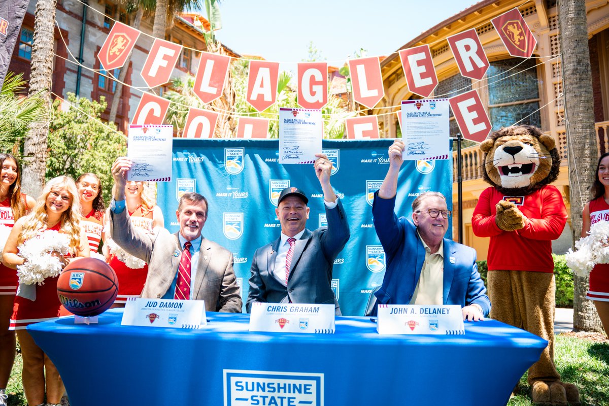 D2SSC's tweet photo. Welcome, Saints, to the Conference of National Champions! 

Flagler College will begin SSC competition in 2027-28, becoming the league's 12th member. https://t.co/nHybpJk78E