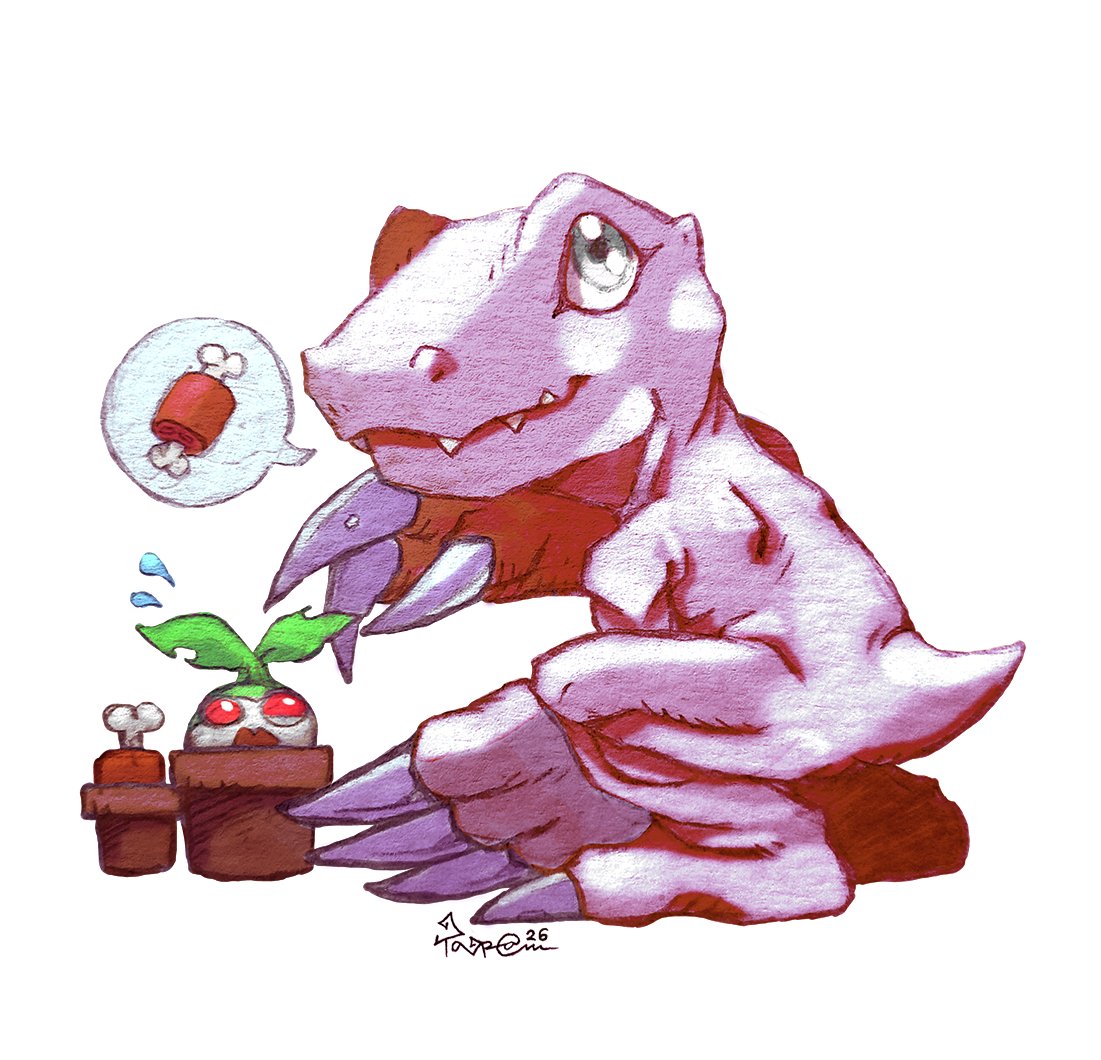 (>>OPEN COMMISSION_DM please!<<)

'Hungy!'

Featuring: SnowAgumon and Tanemon and her meat friend:)

Commission for Syrupmasterz from Newgrounds!

Thank you for supporting me!
#digimon #デジモン #snowagumon