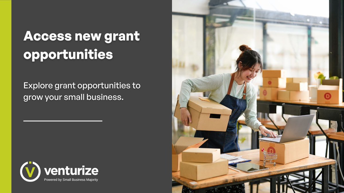 SmlBizMajority's tweet image. Are you looking to boost your #smallbiz finances? Check out our grant portal for a variety of national and local opportunities to help you grow your business and access the capital you need to succeed. New opportunities are added weekly!

venturize.org/capital/grants