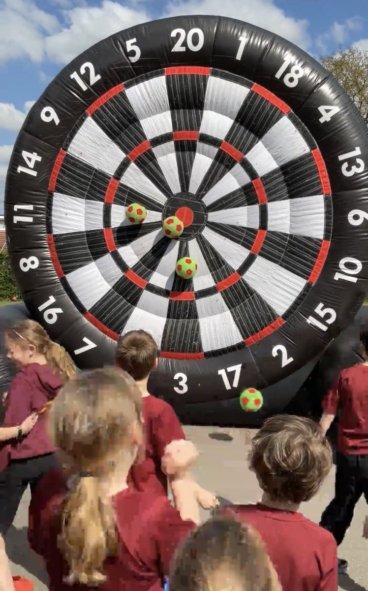 Oughtringtoncps's tweet image. More inflatable dartboard for fun Year 3! @edstartsports #year3