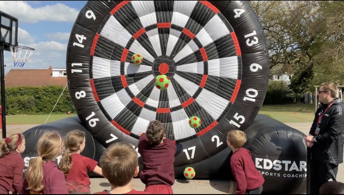 Oughtringtoncps's tweet image. More inflatable dartboard for fun Year 3! @edstartsports #year3