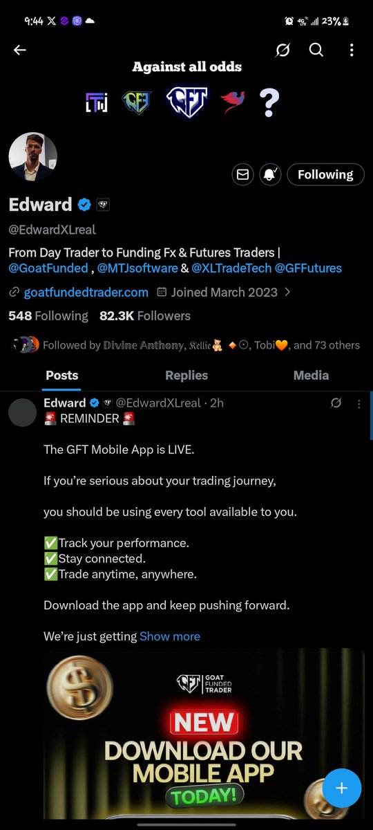 St_probity's tweet photo. @The_4thMan @EdwardXLreal @GoatFunded @Web3Bish0p @TheosCap @goat_funded Done sir.. https://t.co/OX4PMK6axT