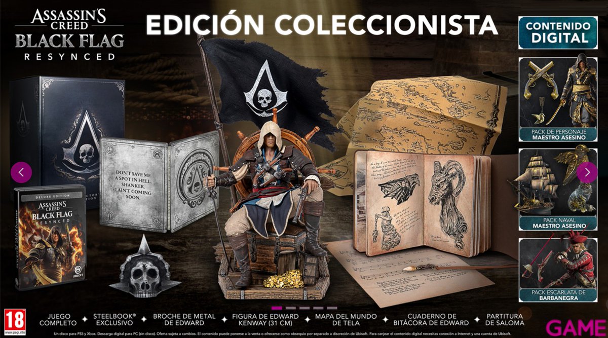 Gremio_Sombras's tweet image. ¡Últimas unidades de la Edición colecionista de Assassin's Creed Black Flag Resynced en Game España!

Reserva aquí:

XBox Series X: game.es/VIDEOJUEGOS/AC…

#Ubisoft #AssassinsCreed #AC4BlackFlag #assassinscreedresynced #Hermandad #Mundogamers #gamer #EdwardKenway