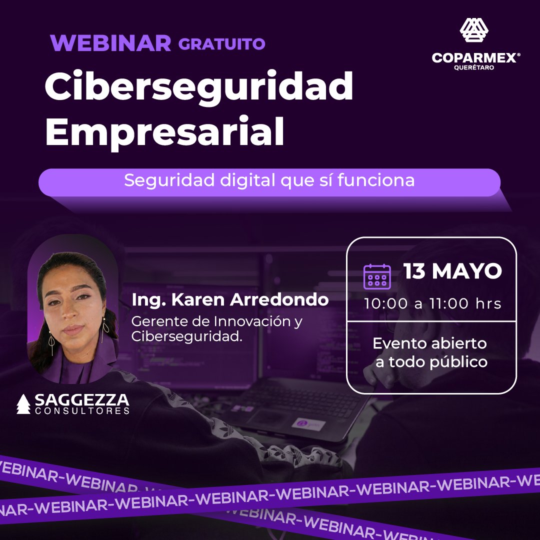coparmexqro1's tweet image. 🔐 No es si te atacan… es cuándo.

Los ciberataques en México van en aumento y muchas empresas no están listas.

⚠️ Conoce riesgos y cómo proteger tu info a tiempo.

📅 13 de mayo | 10:00 h
💻 Online
🔗 forms.gle/NqWujeRbBm7KKU…
#Ciberseguridad #PyMEs #Webinar