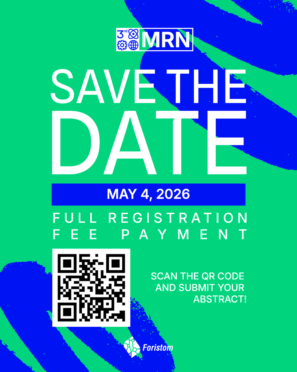 FORISTOMFound's tweet photo. FORISTOM los invita a participar en el Third Meeting of Materials Science, Engineering and Nanotechnology Researchers Network (3rd MRN) 📝, que se llevará a cabo en Manizales, 🇨🇴, del 25 al 26 de mayo de 2026.

¡No te lo pierdas! 📅 👉https://t.co/hN1u9xfk1L

 #MRN #FORISTOM https://t.co/beAU0WPDMp
