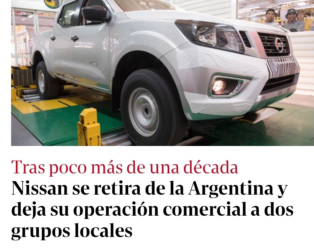 Nissan vino a invertir al país con el peronismo y se va con Milei.
Que parte no se entiende.