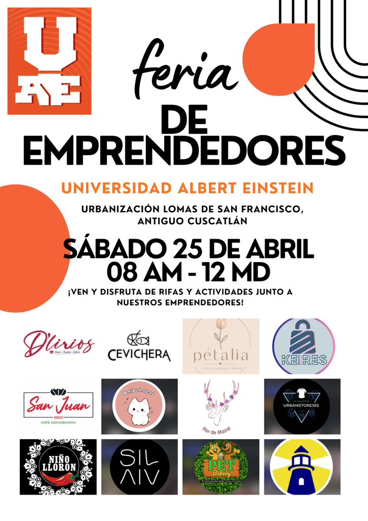 AlcaldiaAntiguo's tweet photo. ✨🎉 ¡La Universidad Albert Einstein te invita a su Feria de Emprendimiento! 🎉✨
📆 Mañana sábado 25 de abril, ven y apoya el talento local 🙌🏼

📍 ¡Te esperamos!
.
#ServicioSocial #EmprendimientoLocal #ApoyaLoNuestro #FeriaDeEmprendedores https://t.co/xc16QxA2mH