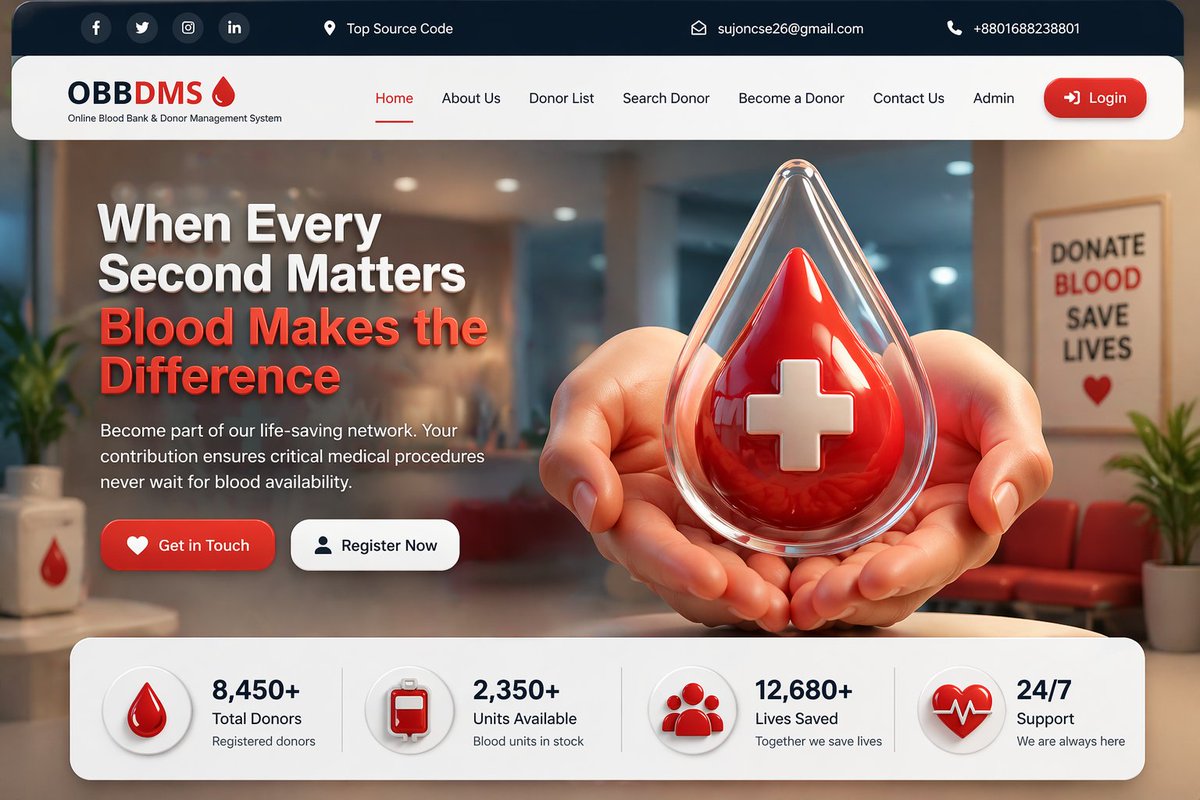sujonbiswas24's tweet photo. Coming soon.....
#BloodDonation #SaveLives #WebDevelopment #Laravel #UIUX #3DDesign #HealthcareTech #TopSourceCode https://t.co/zPqMvpm86H