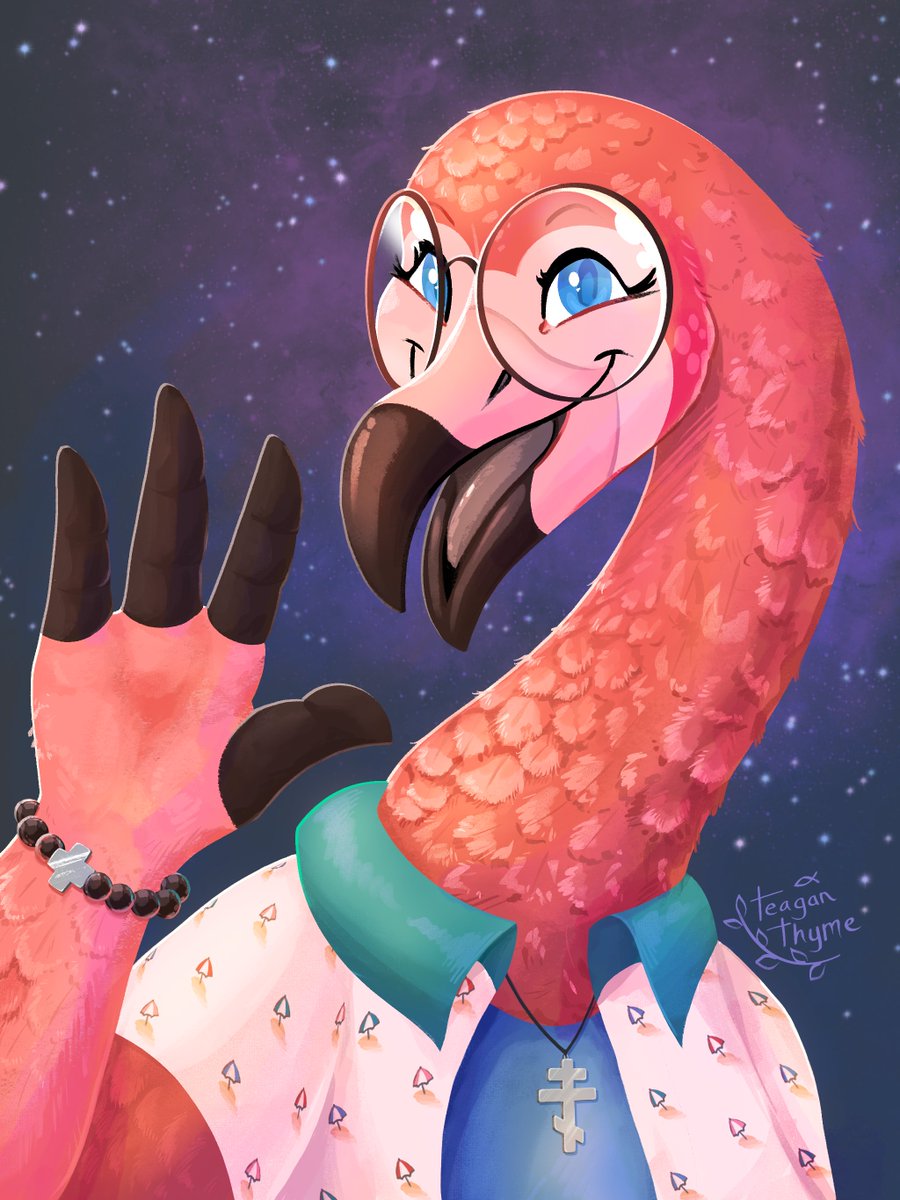 TeaganThyme's tweet photo. Gift art for @Quantum_Vaultss's birthday last weekend! 🎂🦩 https://t.co/h7NRZ8NQ0I