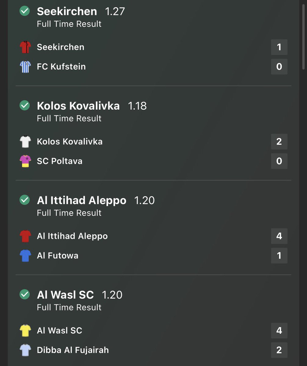 DingerBetTips's tweet image. Daily ACCA #2 WINS!!✅✅✅✅

Follow for more WINNING ACCAS📝📈

#Bet #Betting #Tips #Football #bettingtips #Accumulator #ACCA