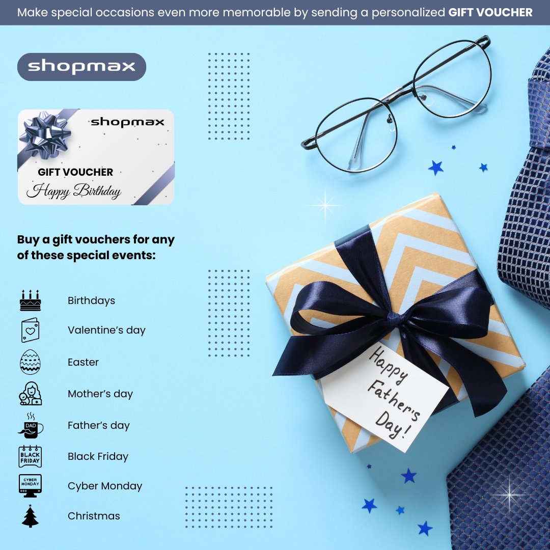 SHOPMAX6's tweet image. 🎁 The easiest gift you’ll ever buy.
✔️ No guessing
✔️ No stress
✔️ Always the right choice
Shopmax Gift Vouchers = perfect gifting
👉 Buy now:
shopmax.co.za/gift_vouchers.…
#GiftIdeas #GiftVoucher #Shopmax #PerfectGift