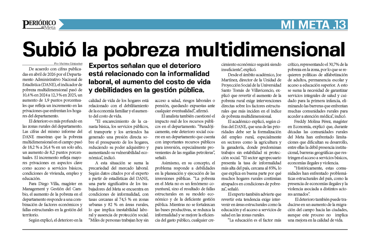 En <a href="/PeriodicodMeta/">Periódico del Meta</a> explicamos el deterioro en la calidad de vida de las familias en el departamento del #Meta, que no solo se percibe en la cotidianidad, sino que está respaldado por las estadísticas del <a href="/DANE_Colombia/">DANE Colombia</a>, que evidencian un aumento del 18% en los niveles de pobreza